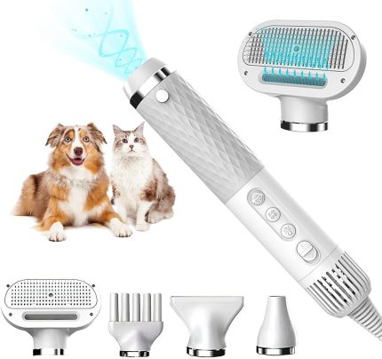 SmartTail Portable Dog Dryer,Cat Hair Dryer Quiet,Pet Hair Dryer for Dogs with 4 Nozzles,5 in 1 Dog Blow Dryer for Grooming,Lightweight Pet Hair Dryer for Home Travel Use