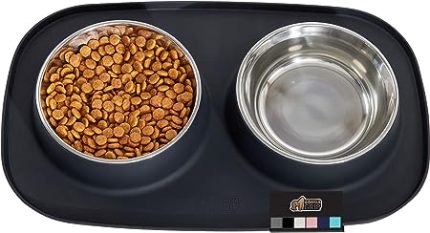 PETLIBRO Automatic Cat Feeder for Two Cats, 5L Dry Food Dispenser with Splitter and Two Stainless Bowls, 10s Meal Call and Timer Setting, 50 Portions 6 Meals Per Day for Cat and Dog White