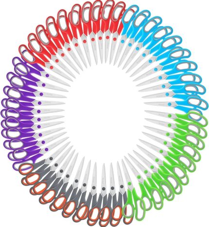 Scissors, Niutop 8" All Purpose 100 Pack Sharp Sewing Craft Fabric Scissors for Office Home High/Middle School Student Teacher Art Supplies, Soft Comfort-Grip Right/Left Handles